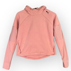 Puma Women's Pink Moto‎ Sleeve Pullover Hoodie Sweatshirt Athleisure Small S/P